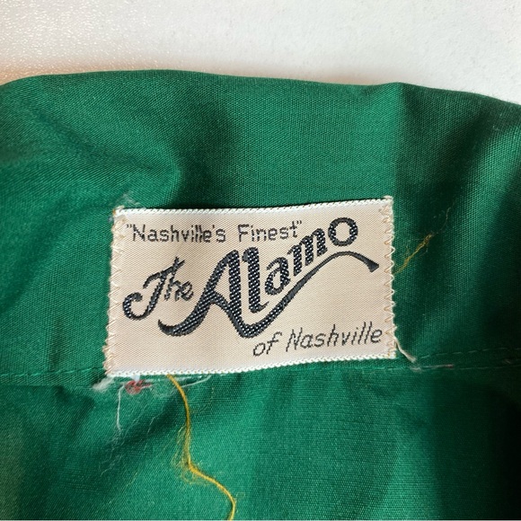 Vtg Tony Alamo Of Nashville Womens Shirt Green Embroidery Pearl Snaps Western M - Picture 5 of 10